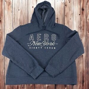 Aeropostale Hoodie Women’s Medium Navy Blue Pullover Sweatshirt New York T352